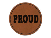 Proud Teacher School Round Iron-On Engraved Faux Leather Patch Applique - 2.5"