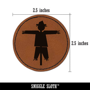 Scarecrow Solid Round Iron-On Engraved Faux Leather Patch Applique - 2.5"