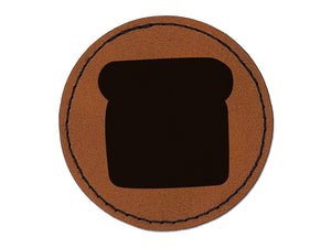 Slice of Bread Toast Solid Doodle Round Iron-On Engraved Faux Leather Patch Applique - 2.5"