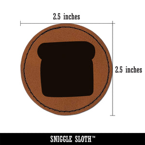 Slice of Bread Toast Solid Doodle Round Iron-On Engraved Faux Leather Patch Applique - 2.5"