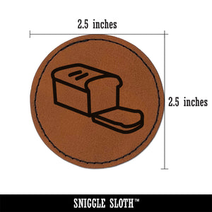 Sliced Loaf of Bread Round Iron-On Engraved Faux Leather Patch Applique - 2.5"