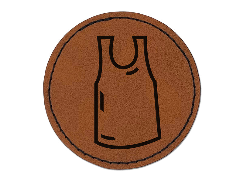 Sports Team Jersey Round Iron-On Engraved Faux Leather Patch Applique - 2.5"