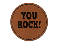 You Rock Teacher School Round Iron-On Engraved Faux Leather Patch Applique - 2.5"