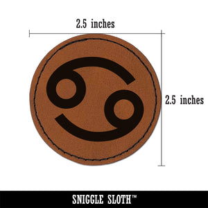 Cancer Horoscope Astrological Zodiac Sign Round Iron-On Engraved Faux Leather Patch Applique - 2.5"