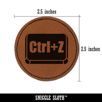 Ctrl Z Undo Button Round Iron-On Engraved Faux Leather Patch Applique - 2.5"