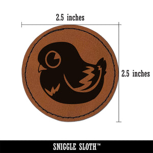 Cute Pigeon Bird Round Iron-On Engraved Faux Leather Patch Applique - 2.5"