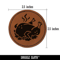 Delicious Turkey Dinner Thanksgiving Round Iron-On Engraved Faux Leather Patch Applique - 2.5"