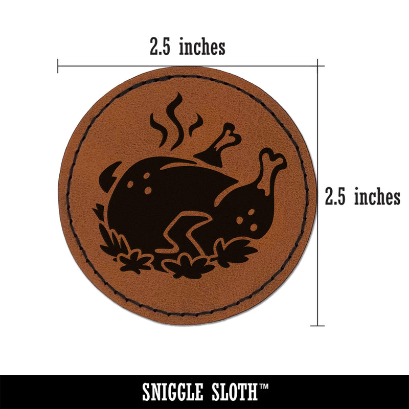 Delicious Turkey Dinner Thanksgiving Round Iron-On Engraved Faux Leather Patch Applique - 2.5"