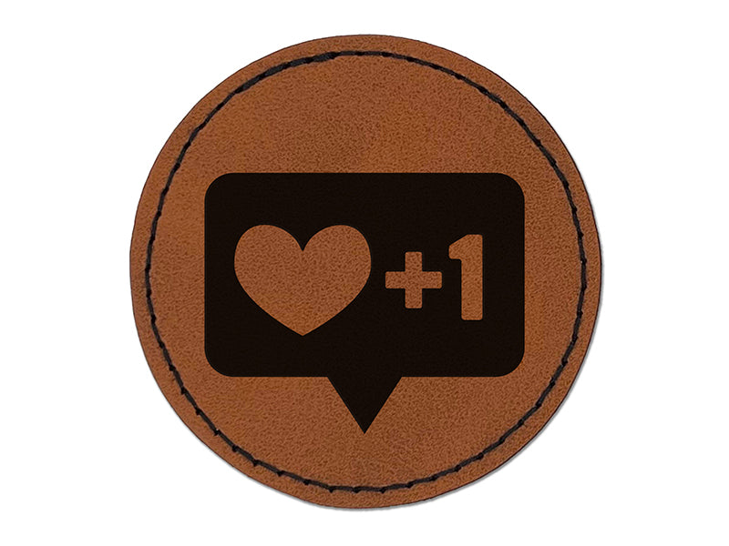 I Love this Bubble Heart Plus One 1 Round Iron-On Engraved Faux Leather Patch Applique - 2.5"