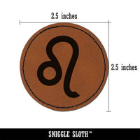 Leo Horoscope Astrological Zodiac Sign Round Iron-On Engraved Faux Leather Patch Applique - 2.5"