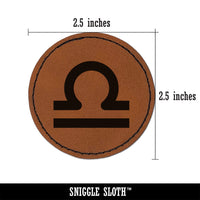 Libra Horoscope Astrological Zodiac Sign Round Iron-On Engraved Faux Leather Patch Applique - 2.5"