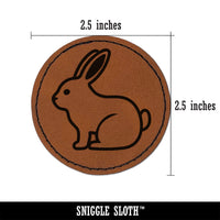 Resting Rabbit Bunny Easter Round Iron-On Engraved Faux Leather Patch Applique - 2.5"