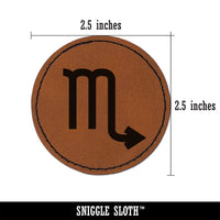 Scorpio Horoscope Astrological Zodiac Sign Round Iron-On Engraved Faux Leather Patch Applique - 2.5"