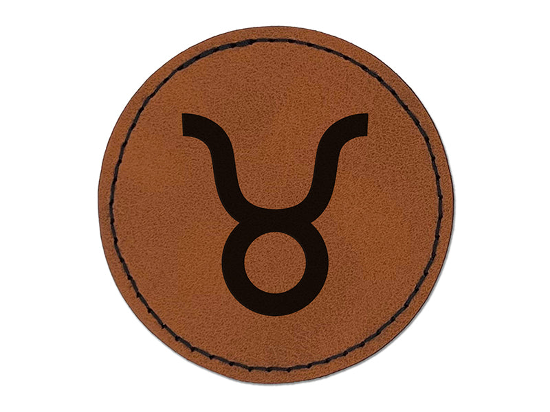 Taurus Horoscope Astrological Zodiac Sign Round Iron-On Engraved Faux Leather Patch Applique - 2.5"