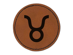 Taurus Horoscope Astrological Zodiac Sign Round Iron-On Engraved Faux Leather Patch Applique - 2.5"