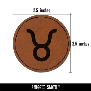 Taurus Horoscope Astrological Zodiac Sign Round Iron-On Engraved Faux Leather Patch Applique - 2.5"