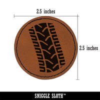 Tire Tread Track Round Iron-On Engraved Faux Leather Patch Applique - 2.5"