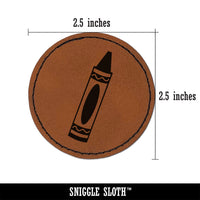 Coloring Crayon Round Iron-On Engraved Faux Leather Patch Applique - 2.5"