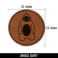 Sweet Yeti Abominable Snowman Round Iron-On Engraved Faux Leather Patch Applique - 2.5"