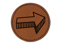 Arrow with Shadow Doodle Round Iron-On Engraved Faux Leather Patch Applique - 2.5"