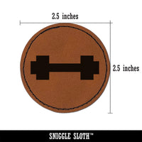 Dumbbell Barbell Weight Lifting Solid Round Iron-On Engraved Faux Leather Patch Applique - 2.5"