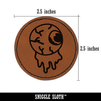 Oozing Eyeball Halloween Round Iron-On Engraved Faux Leather Patch Applique - 2.5"