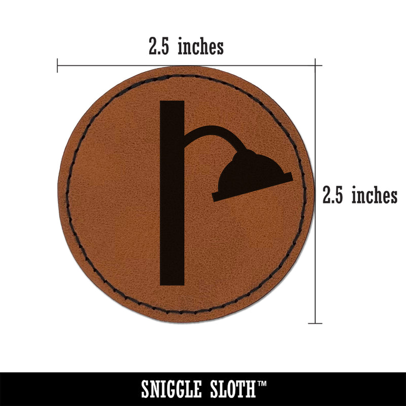 Shower Head Round Iron-On Engraved Faux Leather Patch Applique - 2.5"