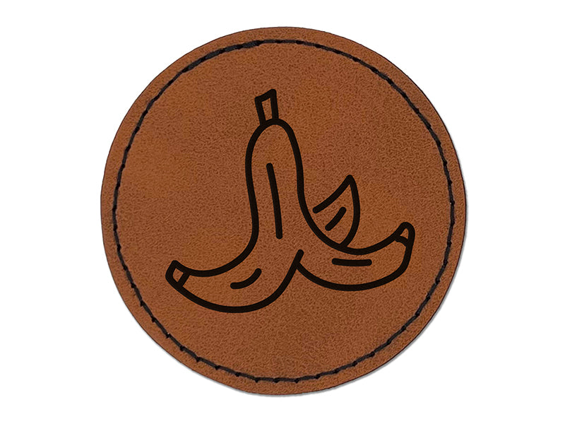 Slippery Banana Peel Round Iron-On Engraved Faux Leather Patch Applique - 2.5"