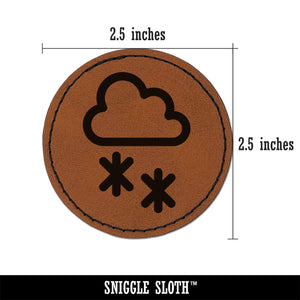 Snow Storm Icon Round Iron-On Engraved Faux Leather Patch Applique - 2.5"