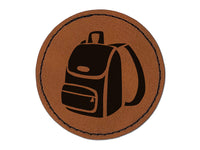 Backpack Icon School and Travel Round Iron-On Engraved Faux Leather Patch Applique - 2.5"