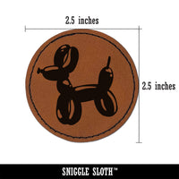 Balloon Animal Dog Round Iron-On Engraved Faux Leather Patch Applique - 2.5"