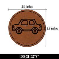 Car Vehicle Automobile Round Iron-On Engraved Faux Leather Patch Applique - 2.5"