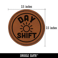 Day Shift Planning Round Iron-On Engraved Faux Leather Patch Applique - 2.5"