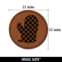 Oven Mitt Round Iron-On Engraved Faux Leather Patch Applique - 2.5"