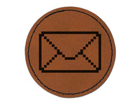 Pixel Digital Mail Round Iron-On Engraved Faux Leather Patch Applique - 2.5"