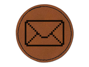 Pixel Digital Mail Round Iron-On Engraved Faux Leather Patch Applique - 2.5"