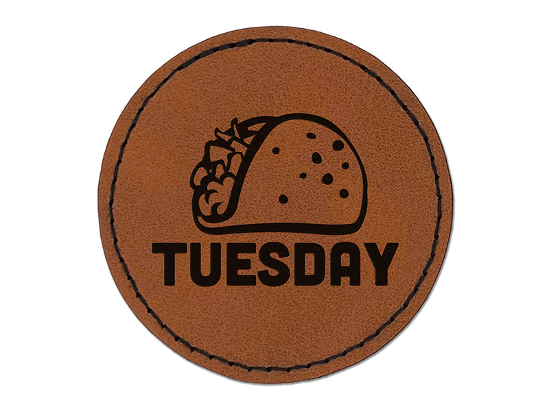 Taco Tuesday Round Iron-On Engraved Faux Leather Patch Applique - 2.5"