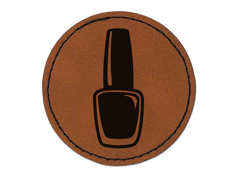 Cute Nail Polish Round Iron-On Engraved Faux Leather Patch Applique - 2.5"