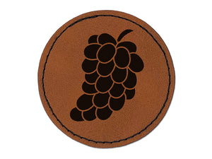 Bundle of Grapes Fruit Solid Round Iron-On Engraved Faux Leather Patch Applique - 2.5"