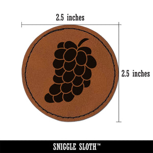 Bundle of Grapes Fruit Solid Round Iron-On Engraved Faux Leather Patch Applique - 2.5"