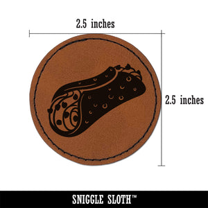 Cannoli Italian Dessert Round Iron-On Engraved Faux Leather Patch Applique - 2.5"