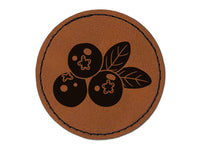 Cranberry Cranberries Trio Round Iron-On Engraved Faux Leather Patch Applique - 2.5"