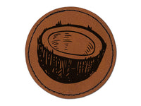 Cut Open Coconut Round Iron-On Engraved Faux Leather Patch Applique - 2.5"