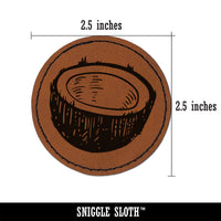 Cut Open Coconut Round Iron-On Engraved Faux Leather Patch Applique - 2.5"