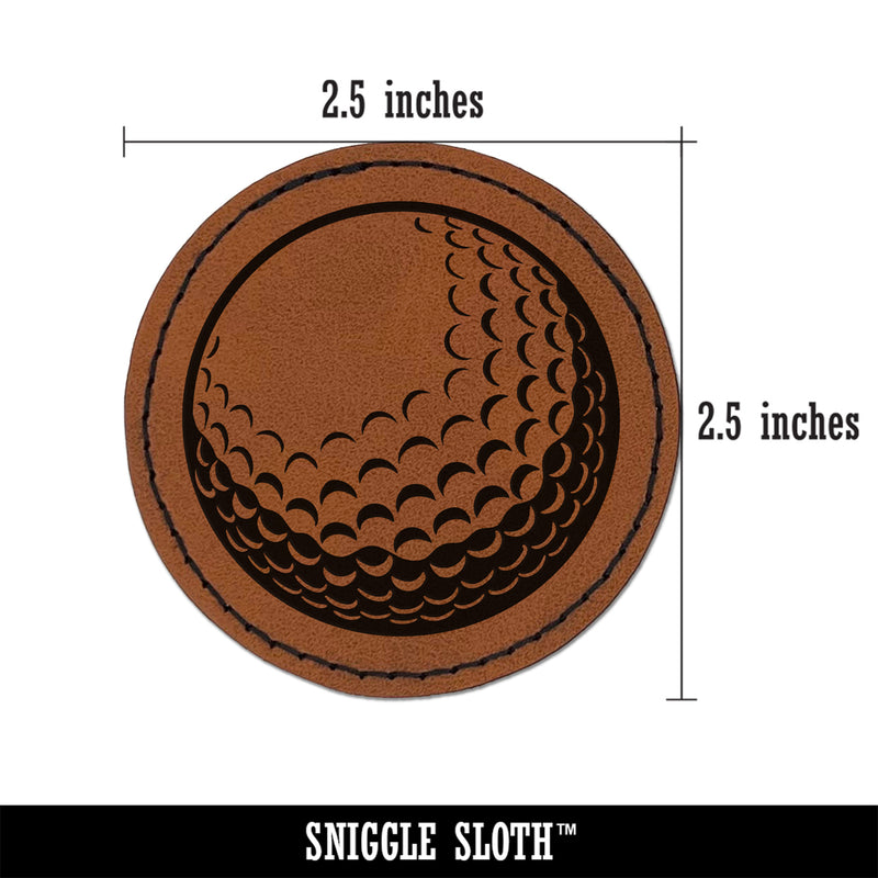Golf Ball Sports Round Iron-On Engraved Faux Leather Patch Applique - 2.5"