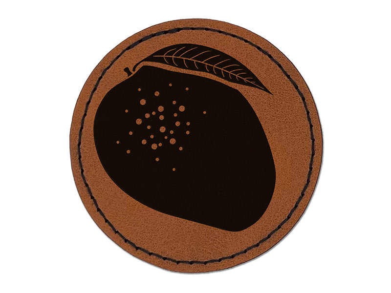 Mango Fruit Solid Round Iron-On Engraved Faux Leather Patch Applique - 2.5"