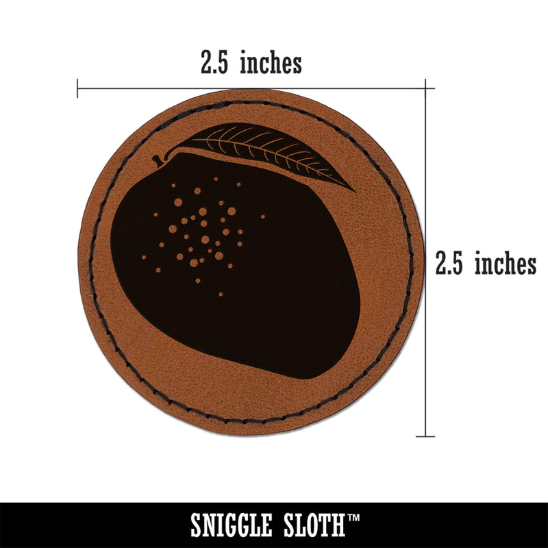 Mango Fruit Solid Round Iron-On Engraved Faux Leather Patch Applique - 2.5"