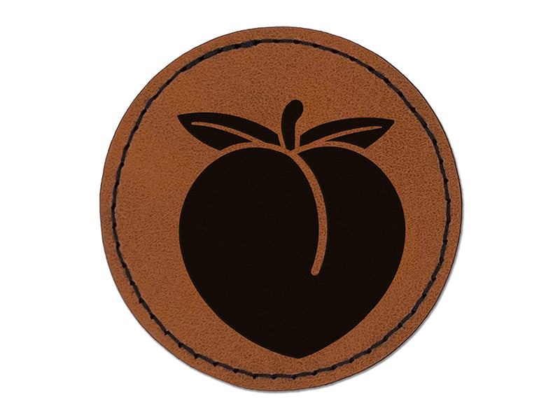 Plump Peach Solid Round Iron-On Engraved Faux Leather Patch Applique - 2.5"