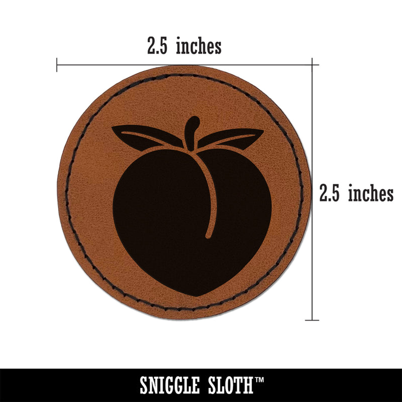 Plump Peach Solid Round Iron-On Engraved Faux Leather Patch Applique - 2.5"