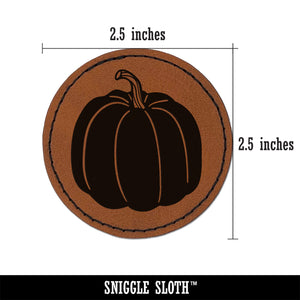 Realistic Pumpkin Fall Thanksgiving Halloween Round Iron-On Engraved Faux Leather Patch Applique - 2.5"